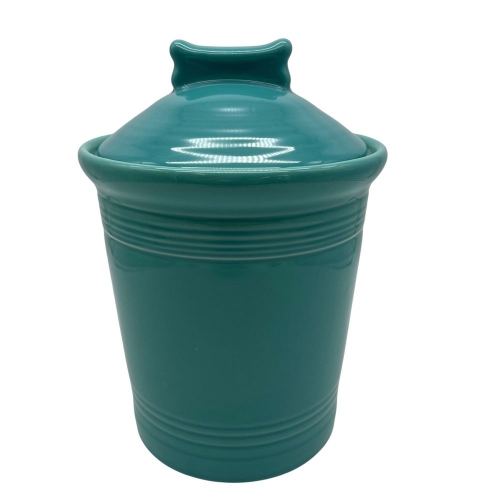 Fiesta 2 Qt Canister Medium Turquoise Dog Bone Ceramic Storage Retired READ